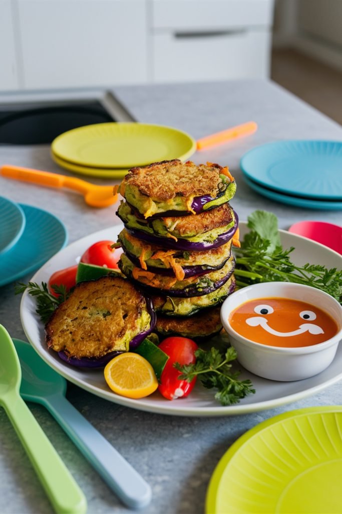 Eggplant Zucchini Fritters with Tangy Dipping Sauce Recipe