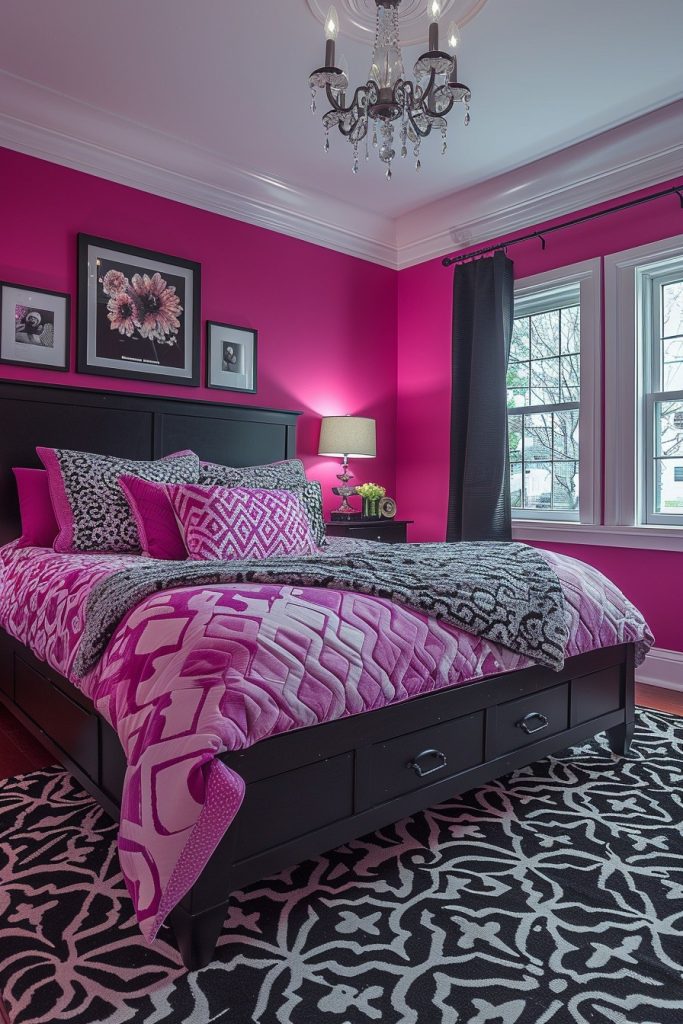 Electric Pink with Monochrome Patterns