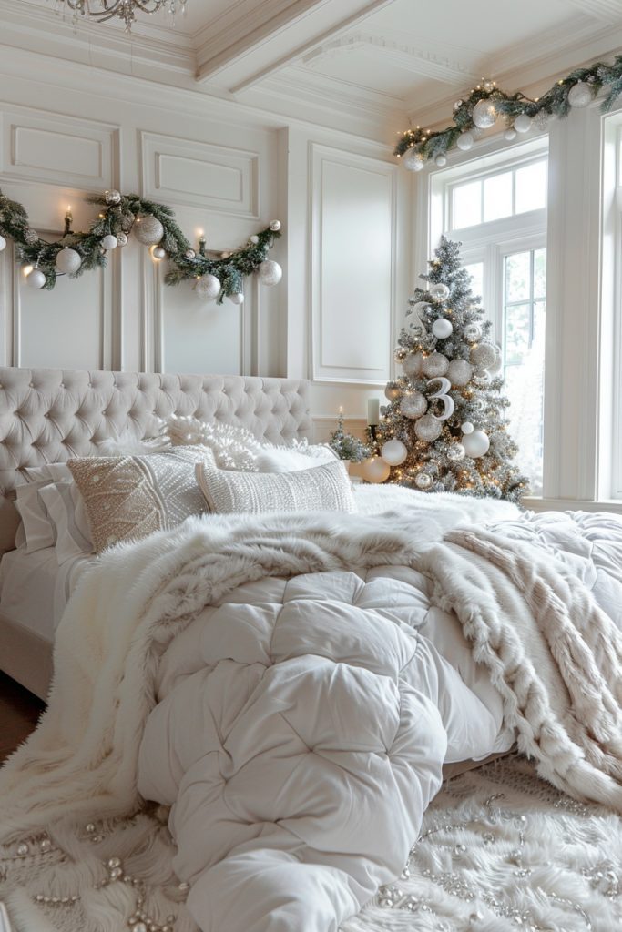 Festively Decorated White Bedrooms