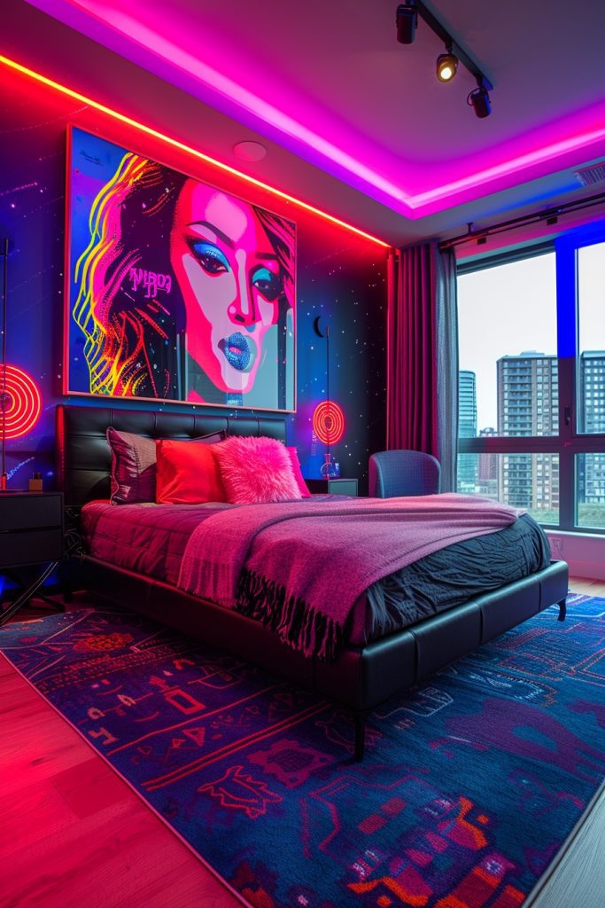 Flawlessly Fierce Baddie Bedroom with Flashy Neon