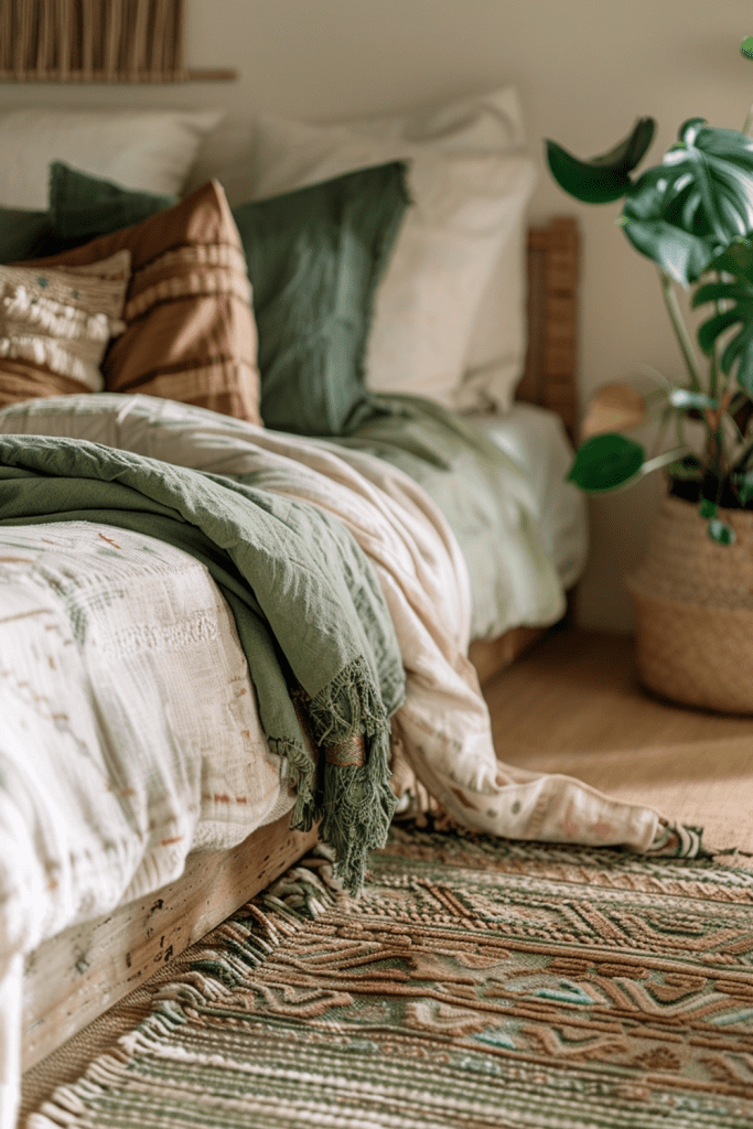 Layered Rugs in Sage and Earth Tones