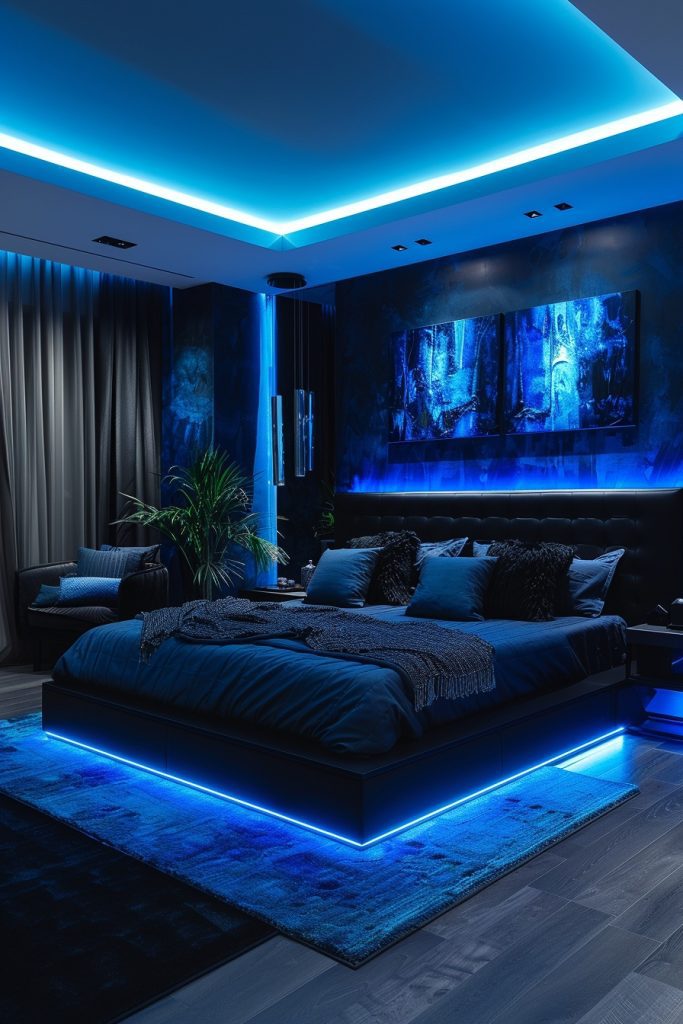 Midnight Glam Baddie Bedroom with LED Highlights