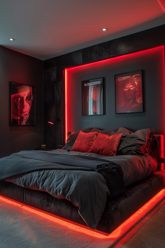 Neon Noir Baddie Bedroom