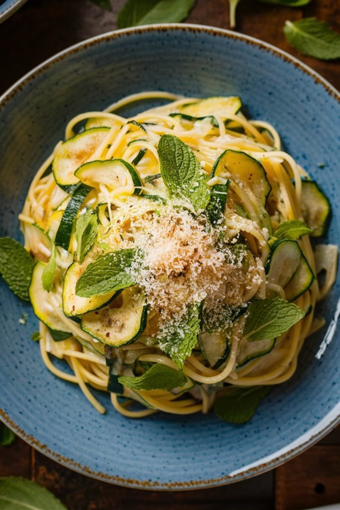 Pasta with Zucchini, Mint, and Pecorino Recipe