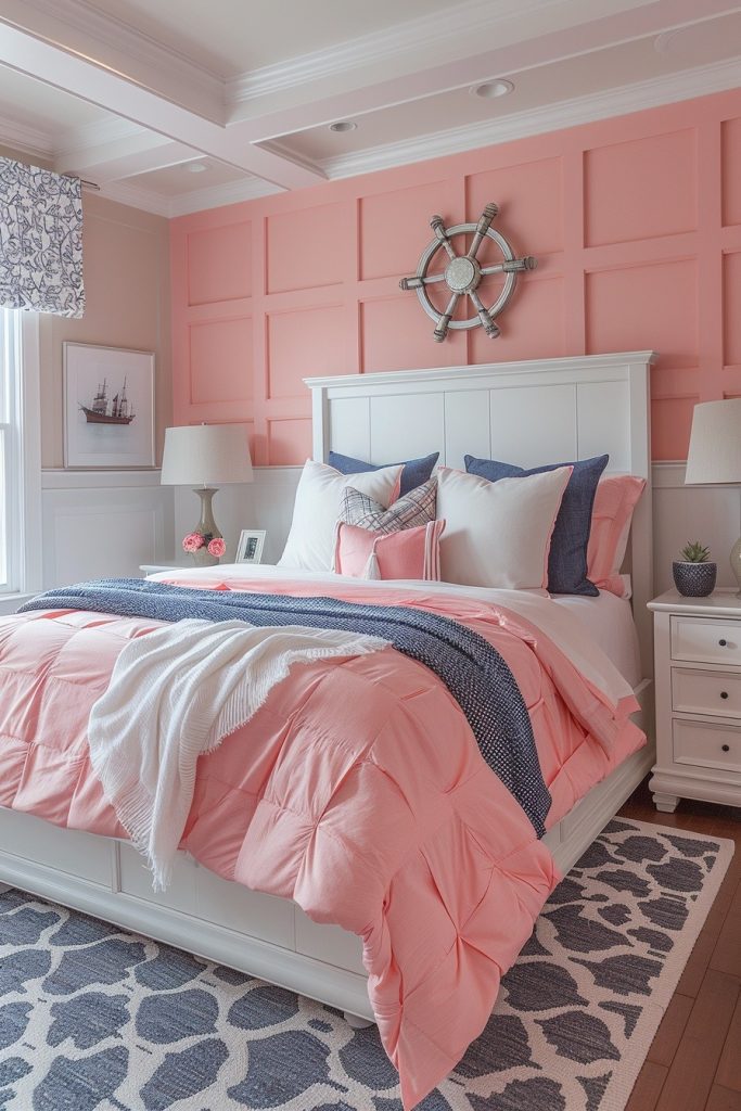 Pink and Navy Blue Nautical Theme