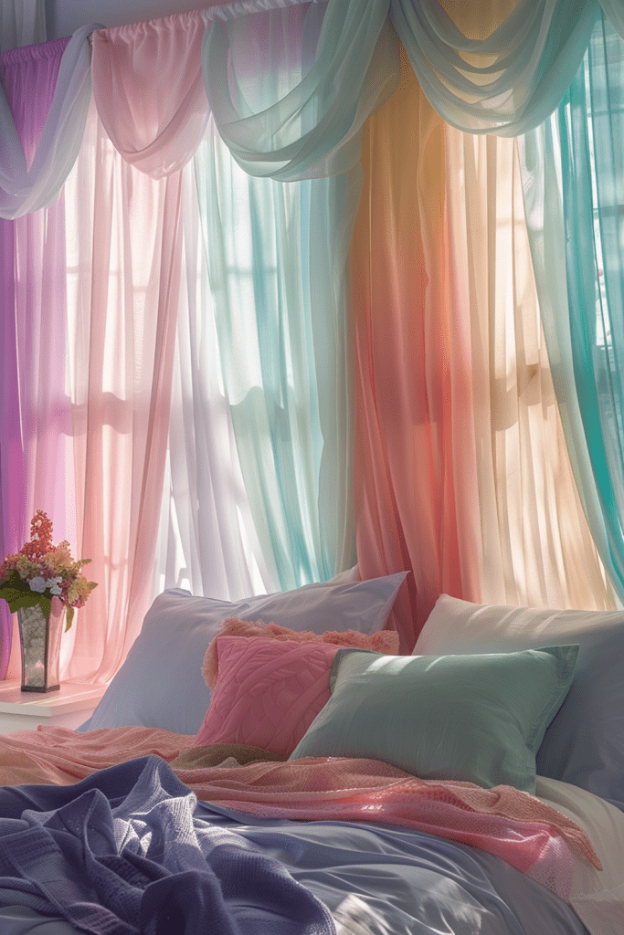 Rainbow Chiffon Drapery