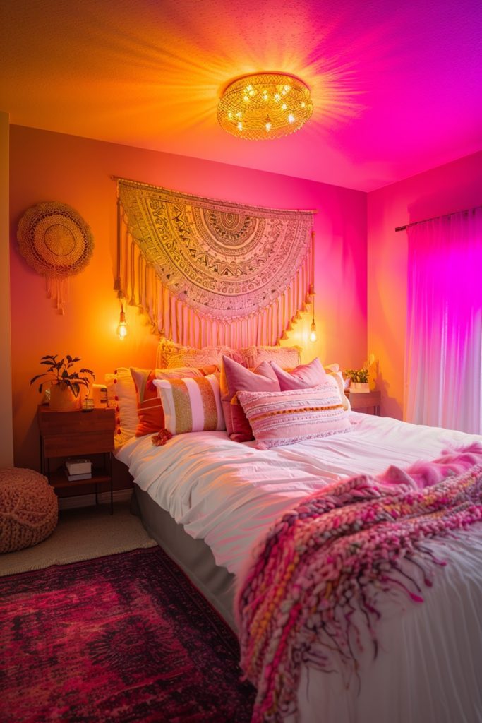 Sunset Hues pink boho bedroom