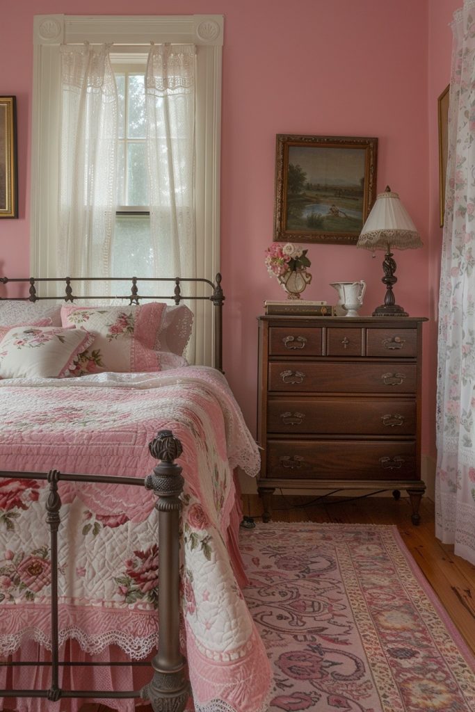 Vintage Rose Pink Bedroom