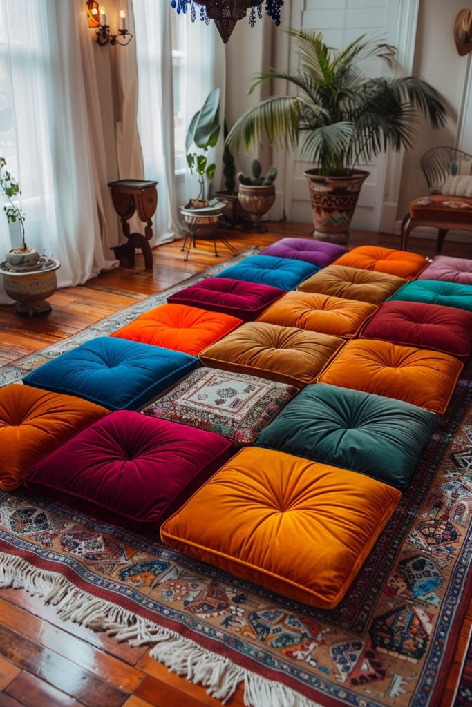 Vivid Velvet Floor Pillows