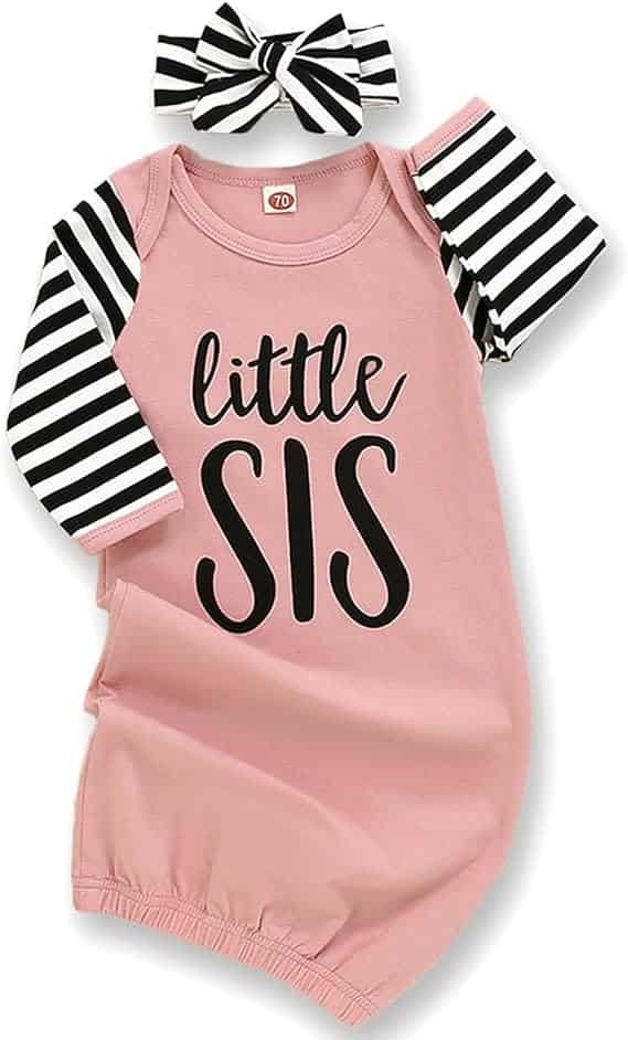AMAWMW Newborn Baby Girl Little Sister Sleeper Gown