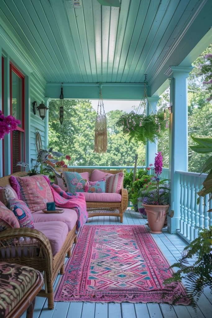 Aqua Boho Porch Ideas
