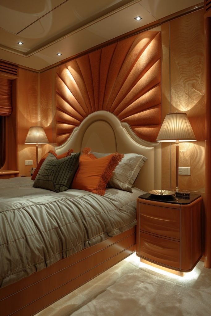 Art Deco Inspired Green and Terracotta Bedroom