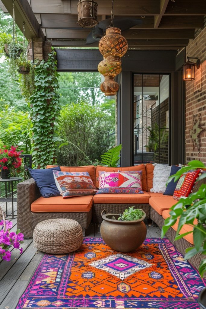 Bold Color Accents in Scandi Boho Patios