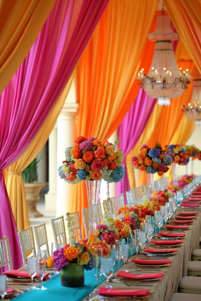 Bright and Bold Fabric Drapes