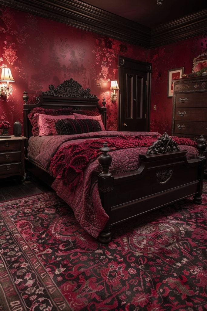 Brooding Burgundy Bedroom
