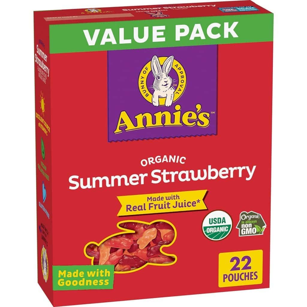 Annie's Organic Bunny Fruit Flavored Snacks, Summer Strawberry, Gluten Free, Value Pack, 22 Pouches, 15.4 oz. Summer Strawberry 22 Count (Pack of 1)