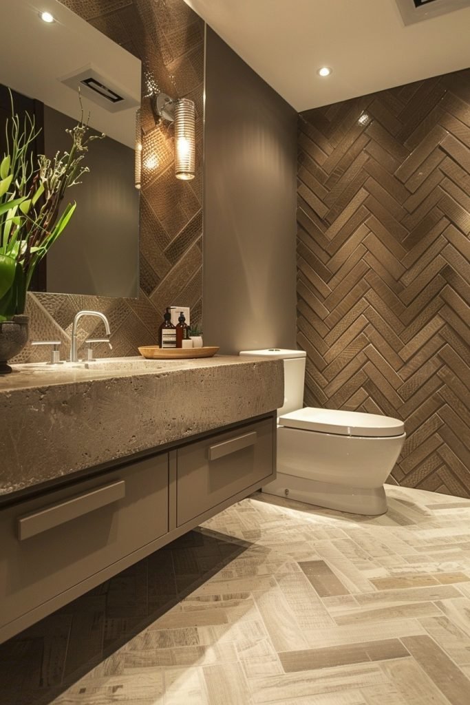 Chevron Tile Bathroom Walls