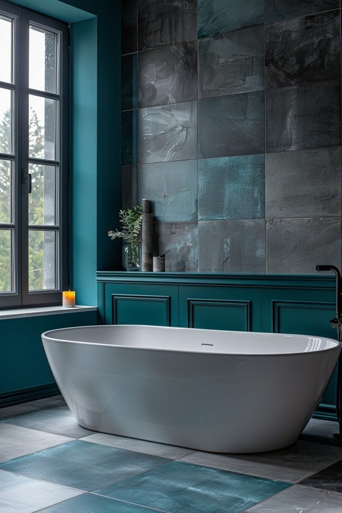 Color-Blocked Bathroom Tiles