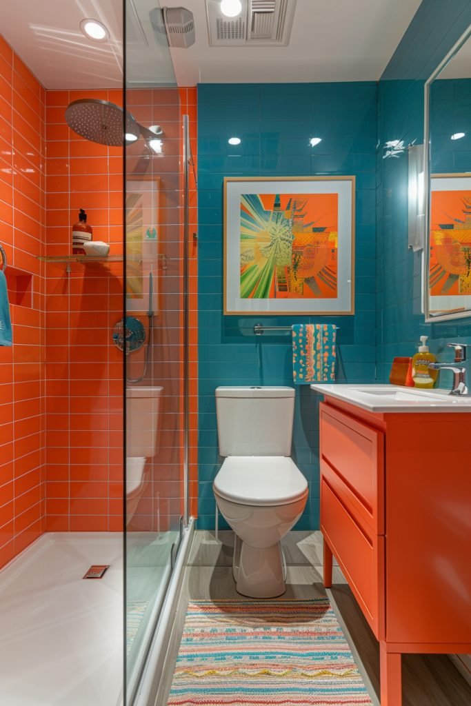 Color-Blocked Small Bathroom Designs