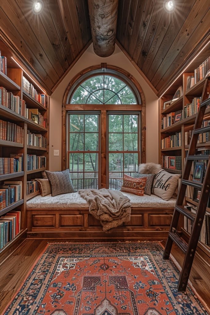 Compact Attic Home Library