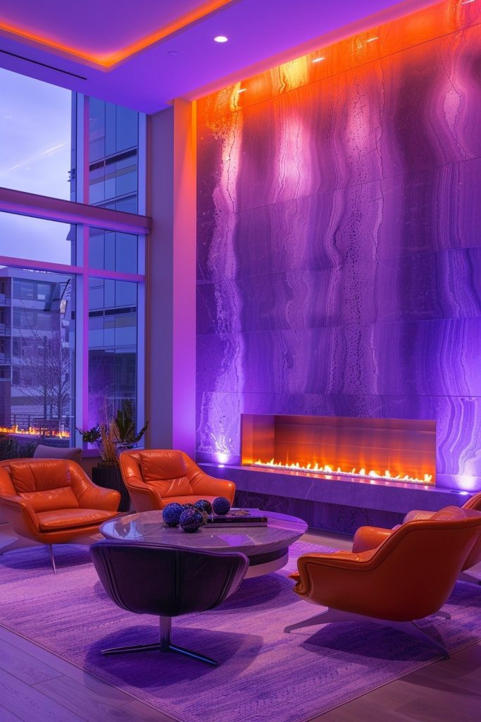 Contemporary Fireplace with LED Accents