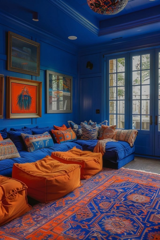 Cornflower Blue Boho Entertainment Rooms