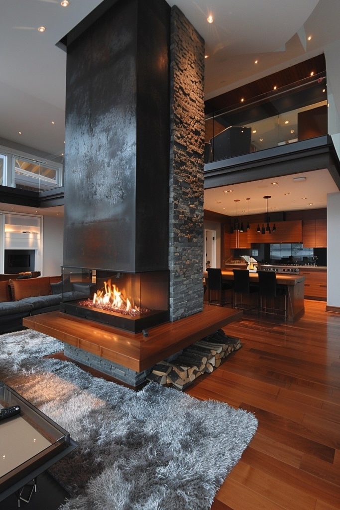Freestanding Fireplaces as Room Dividers