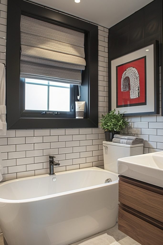 High-Contrast Tiny Bathroom Ideas