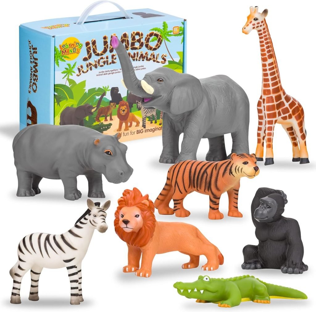Learning Minds Set of 8 Jumbo Safari Animals Figures