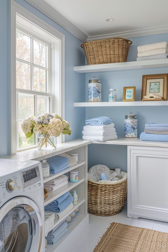 Light Blue Bohemian Laundry Rooms