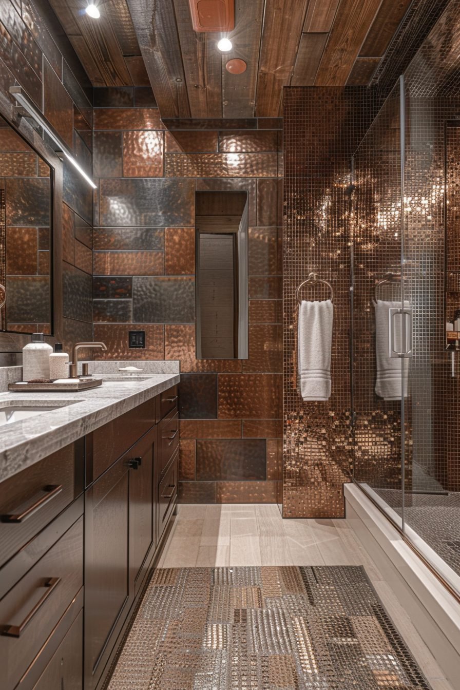 29 Bathroom Tile Design Ideas For A Fresh And Stylish Upgrade ... - Bathroom Tile Design Ideas With Metallic Color Palette