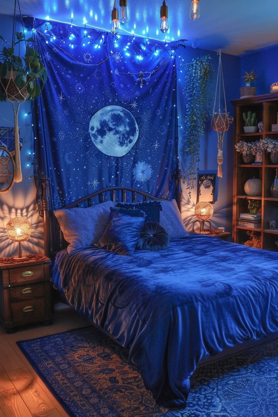 29 Enchanting Blue Witchy Bedroom Ideas For A Mystical Retreat ...