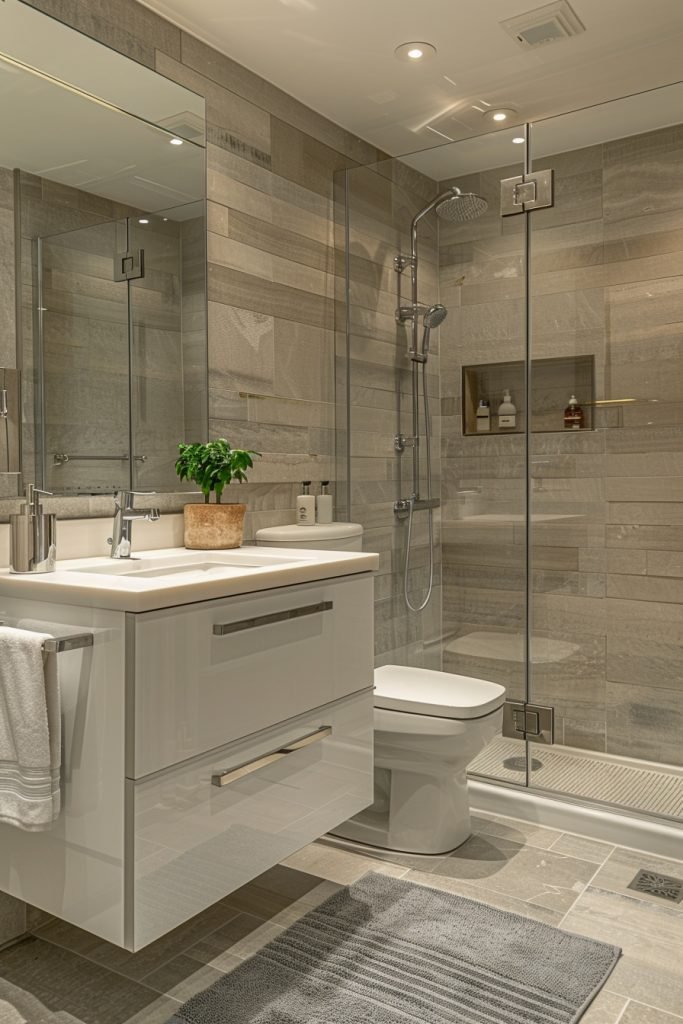 Monochromatic Tiny Bathroom Themes