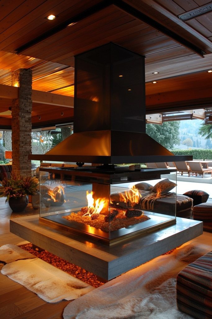 Multi-Sided Glass Fireplace Designs