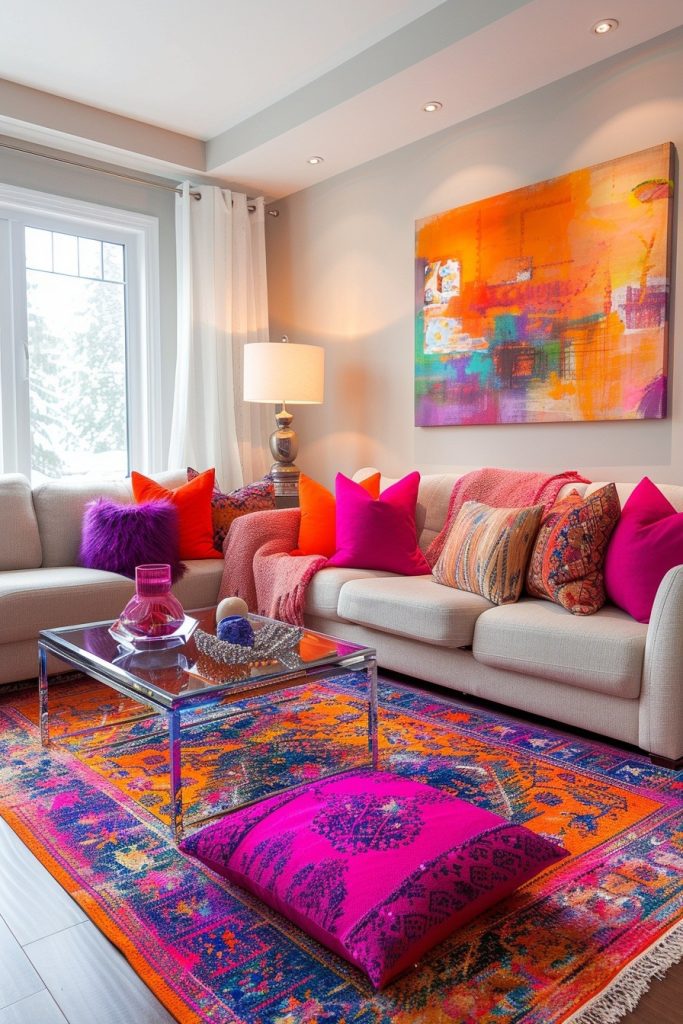 Pop of Color: Brightening the Compact Modern Living Room