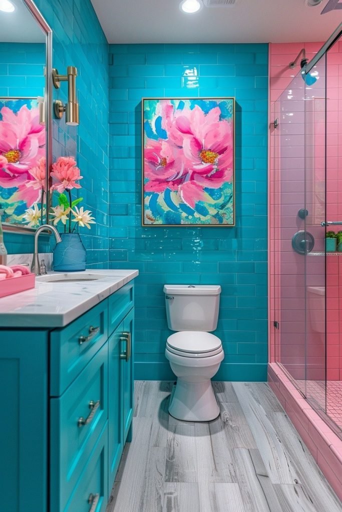 Small Bathroom with Bold Color Accents