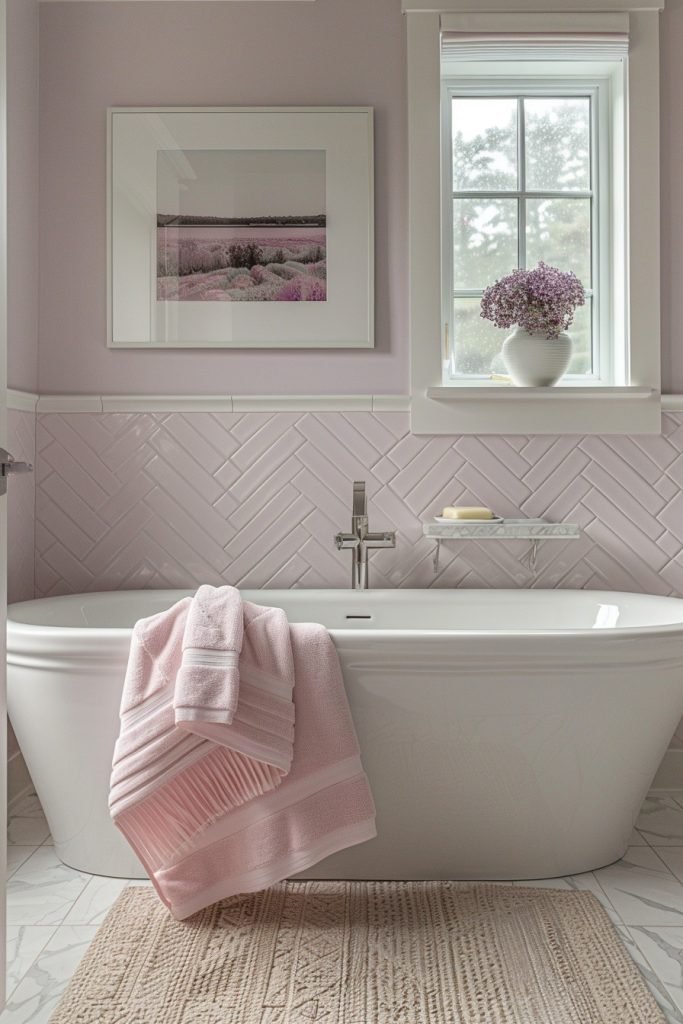 Subtle Pastel Tiled Bathrooms