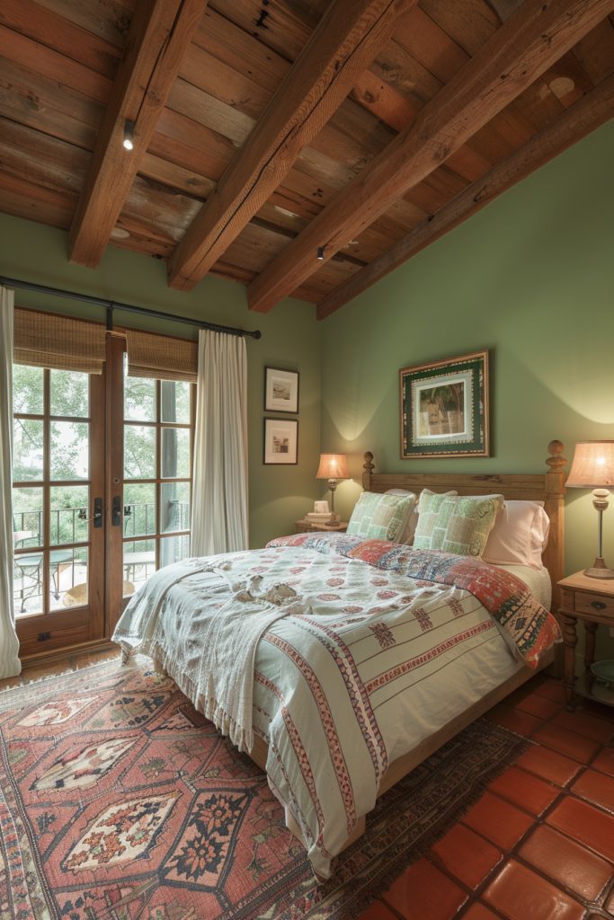 The Rustic Green and Terracotta Bedroom