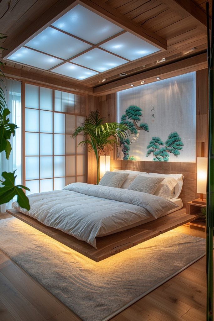Tranquil LED Zen Bedroom Themes