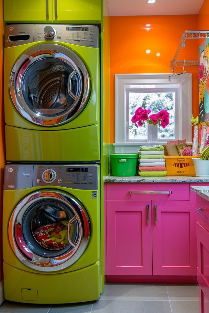 Vibrant Color Pop Laundry Room