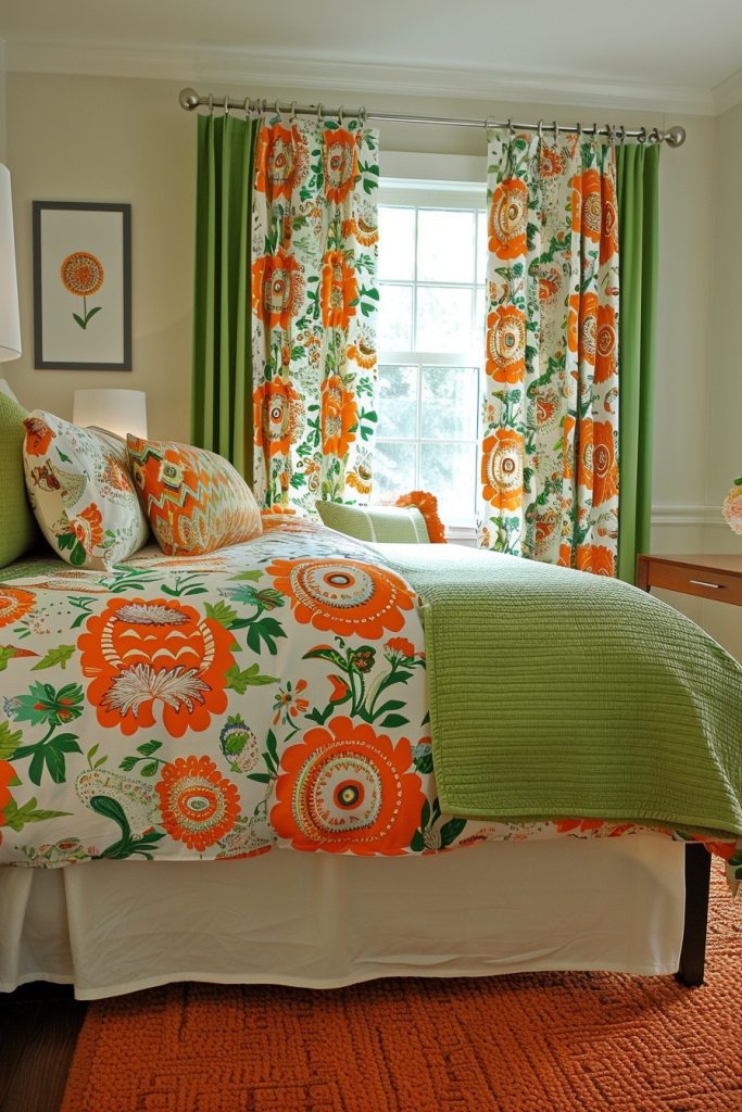 Vibrant Patterns in Green and Terracotta