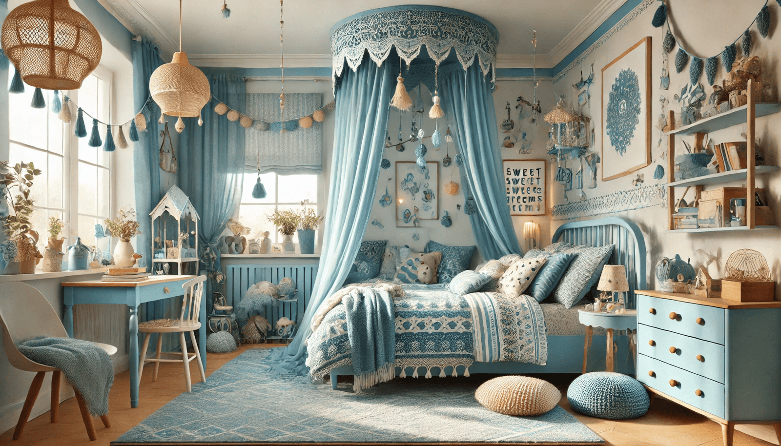 29 Blue Boho Girls Bedroom Designs To Inspire Sweet Dreams - Courtneys ...