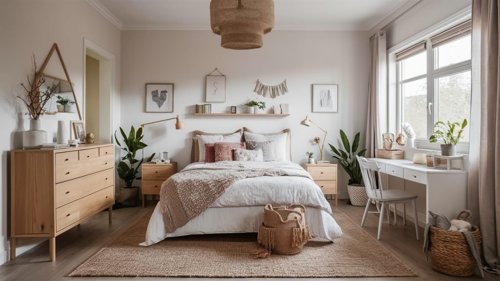 scandi boho girls bedroom