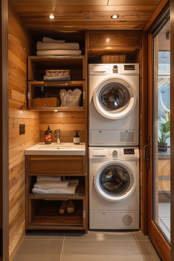 stacked laundry room