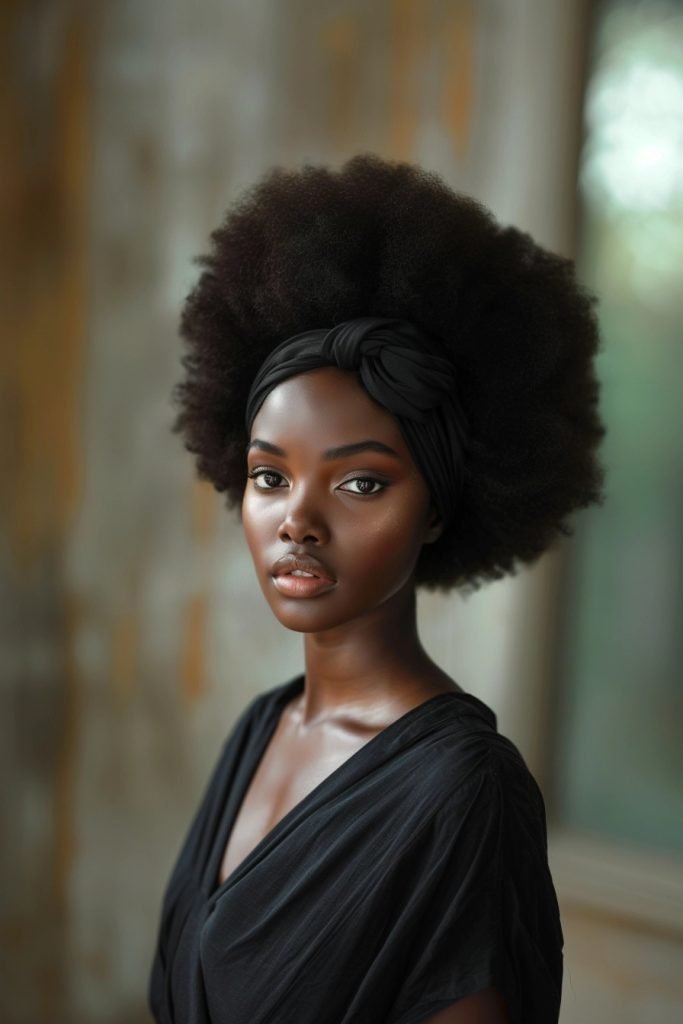 Afro with Headband hairstyles for black hair