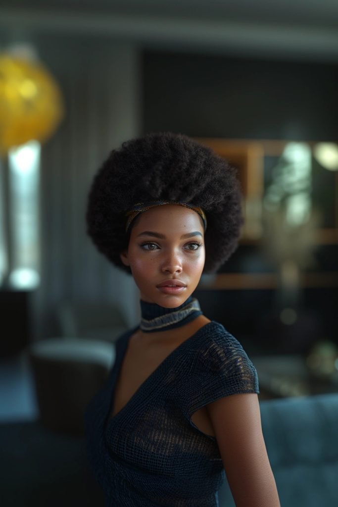 Afro with Headband hairstyles for black hair