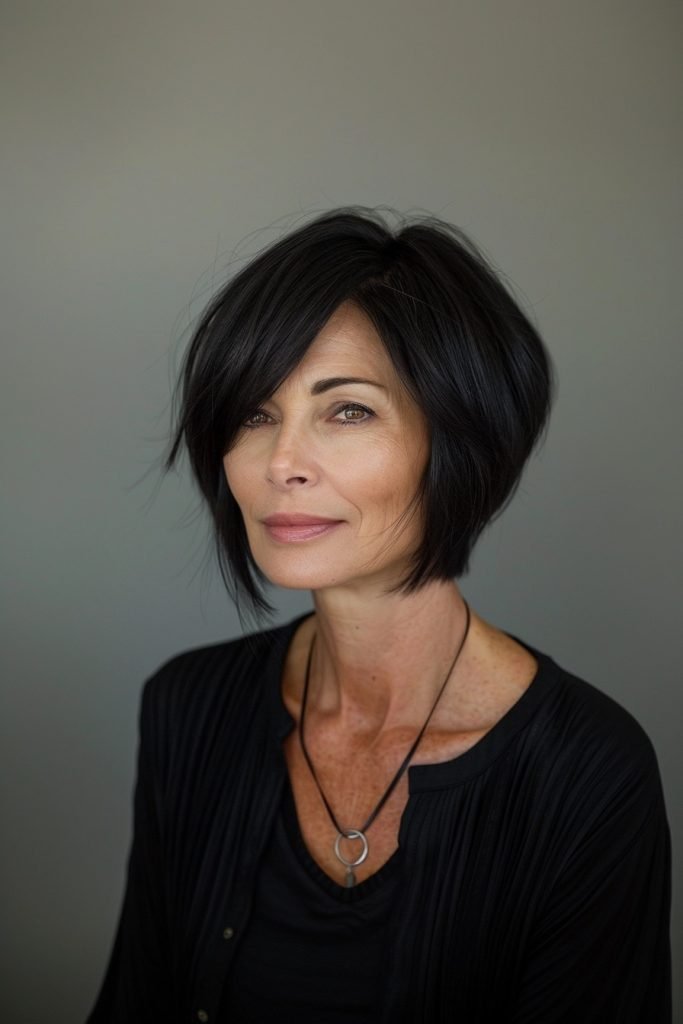 Asymmetrical Bob hairstyles 50 year old women