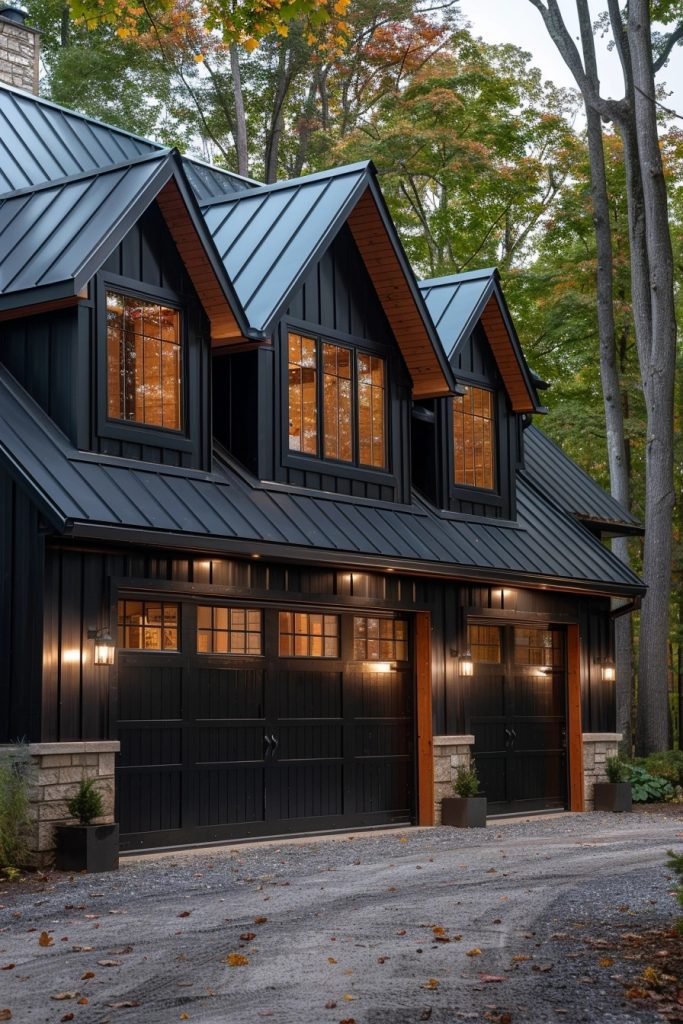 Black Metal and Wood Farmhouse Garage