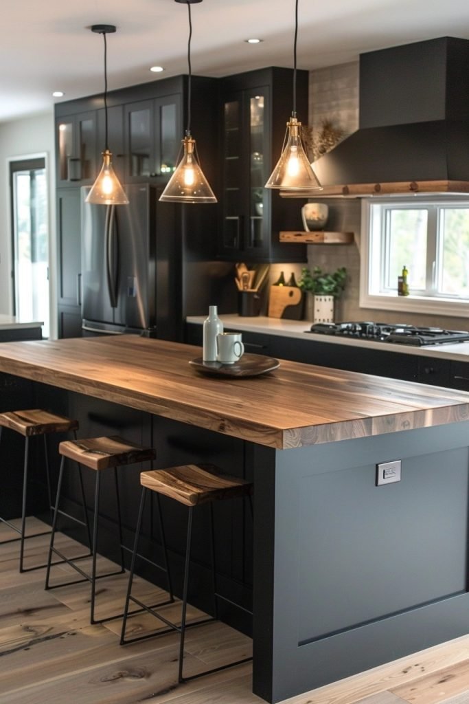 Bold Black and Wood Kitchens