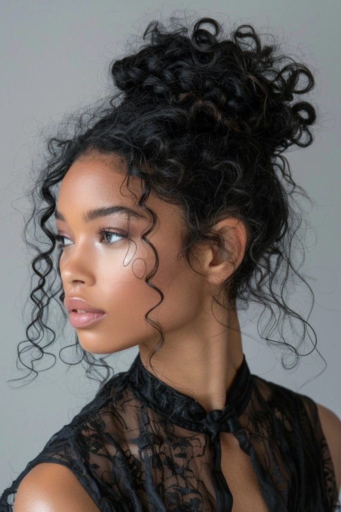 Curly Bun hairstyles curly hair